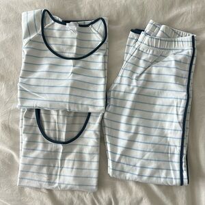 Lake Pajamas Blue White Stripe Short Long Set XS